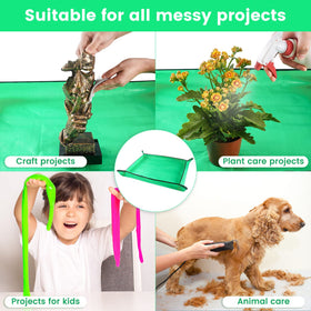 Onlysuki potting mat with corner buckles preventing spills on countertops.