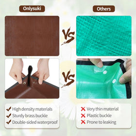 Onlysuki brown potting mat in a kitchen seedling setup