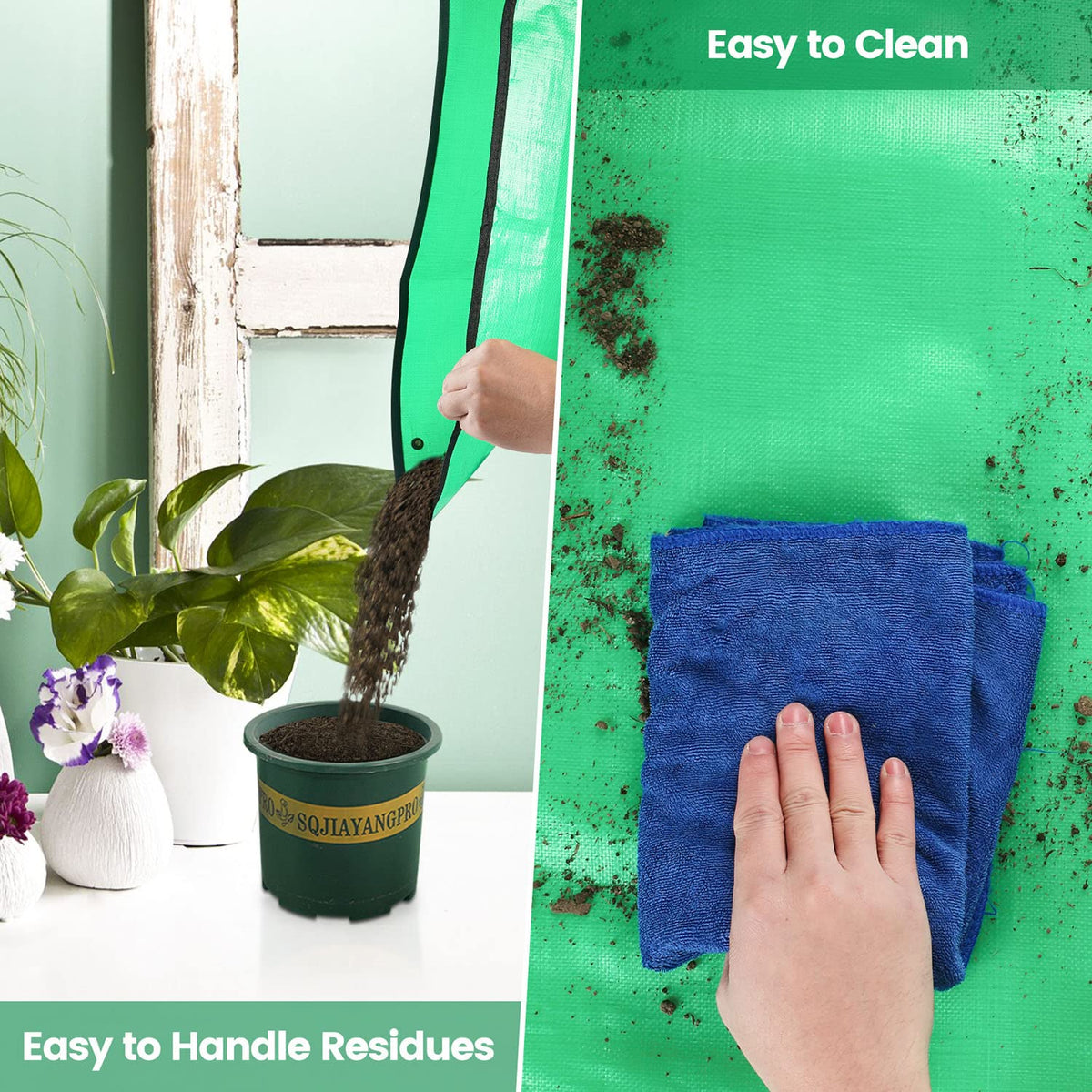 Onlysuki potting mat is easy to wipe clean and dries fast.