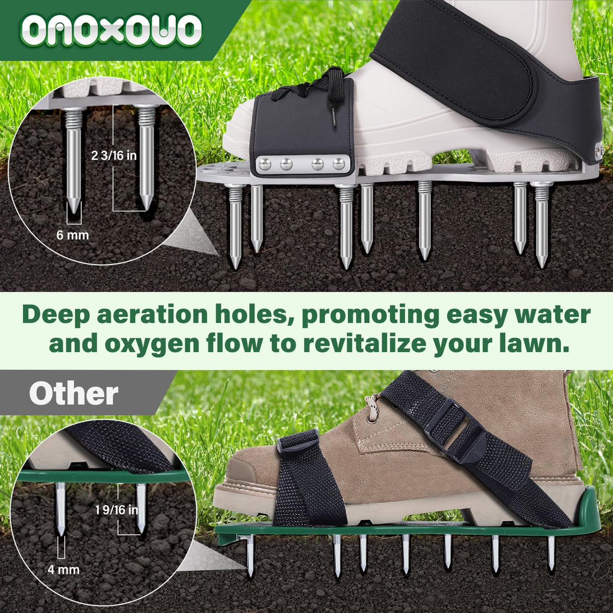 onoxouo aerator shoes adjustable Velcro straps for secure, quick fit