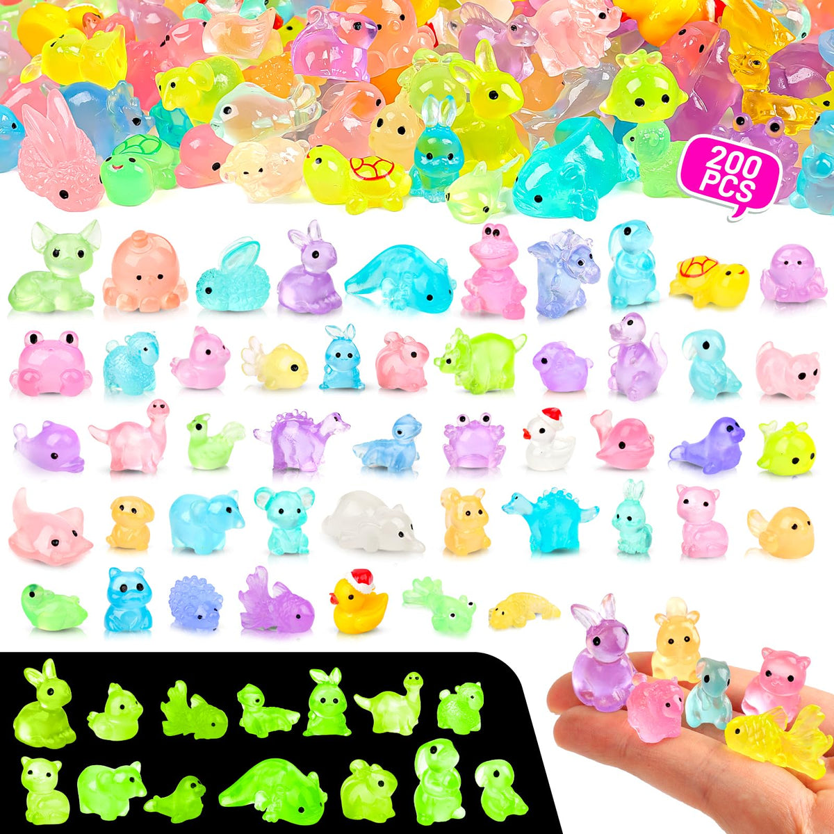 Onsioesd luminous mini animals packshot for creative DIY crafts