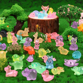 Onsioesd luminous mini animals dollhouse collection durable resin