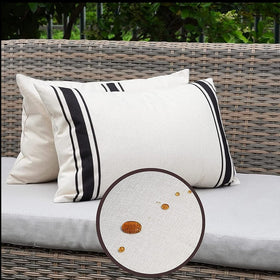 ONWAY striped pillow cover close-up showing hidden zipper for easy insert.