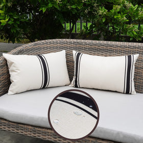 ONWAY outdoor striped pillow cover beige and black, 12x20, 2-pack for patio styling.