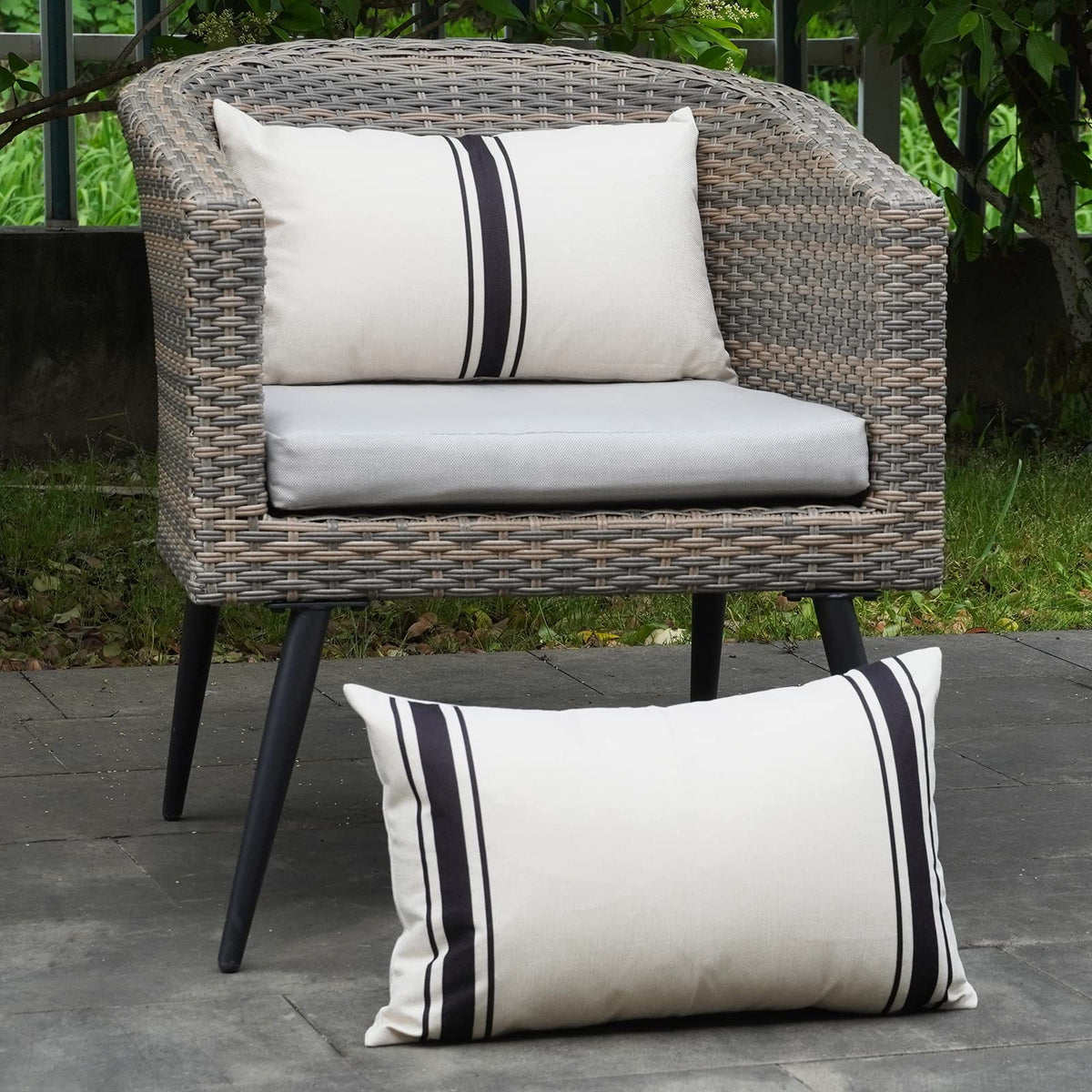 ONWAY waterproof and stain-resistant fabric protects outdoor seating areas.