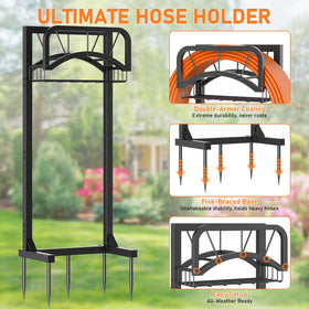 ONWAYHOME freestanding hose stand shown in a yard for flexible placement.