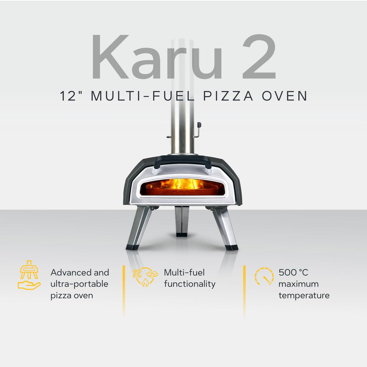 Ooni Karu 2 ClearView door for monitoring pizza progress.