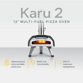 Ooni Karu 2 ClearView door for monitoring pizza progress.