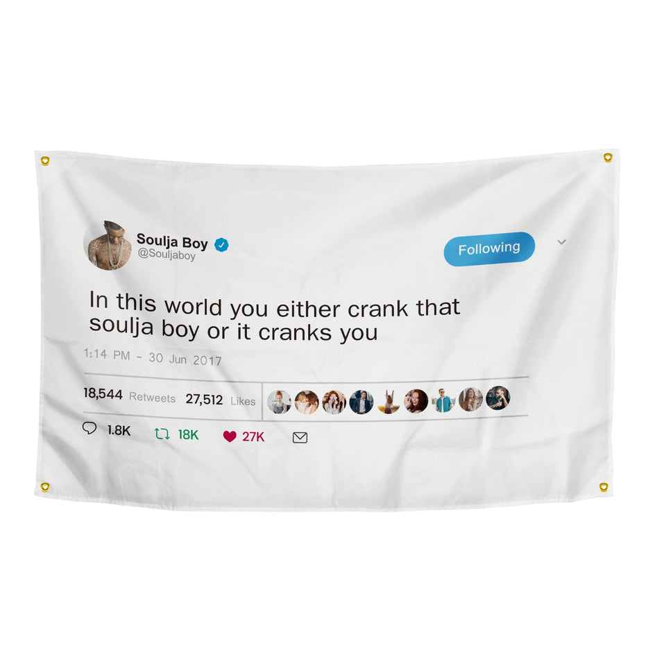 OOOYIY Soulja Boy flag 3x5 for dorm wall display and personal expression.