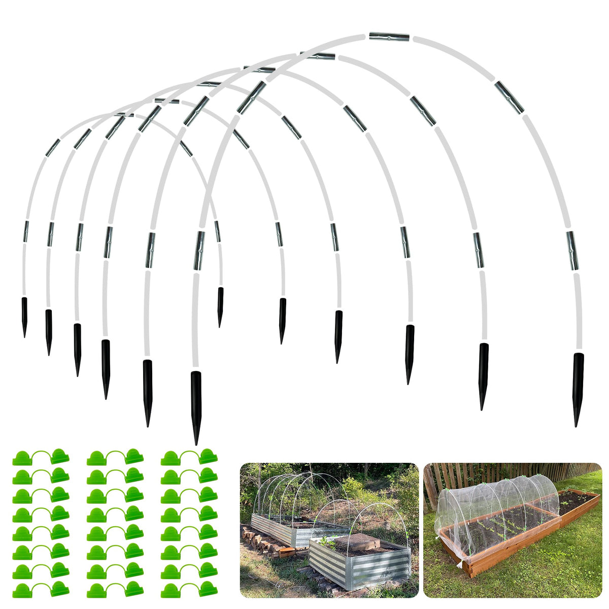 OOTONAT 8ft garden hoops kit contents for durable, rust-free DIY setup