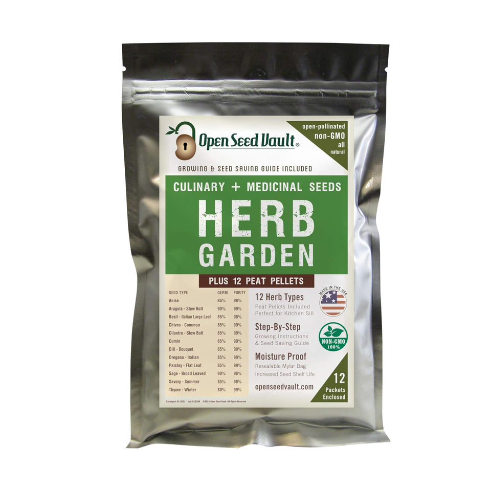 Open Seed Vault 12-variety herb seed pack for home-grown flavors.