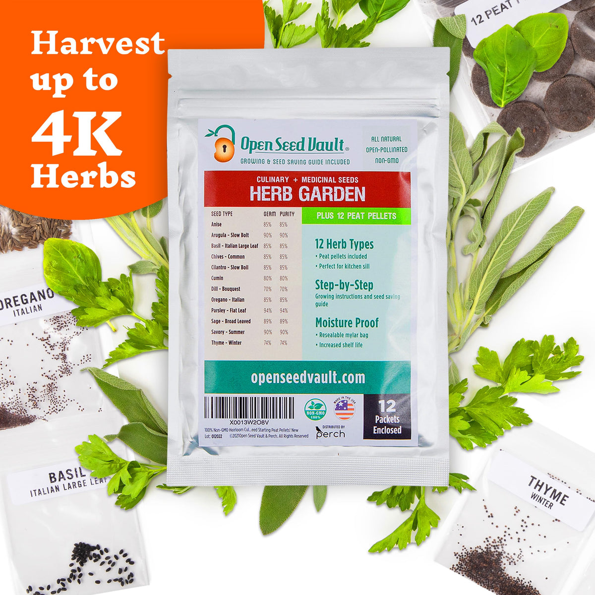 Open Seed Vault Italian Large Leaf Basil seed pack for aromatic leaves.