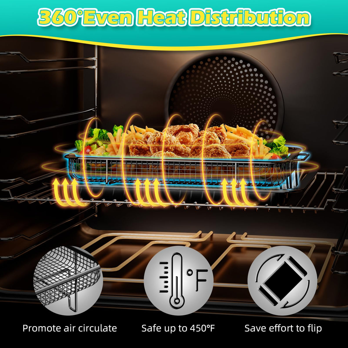 OPENICE nonstick basket delivers smooth food release without extra oil