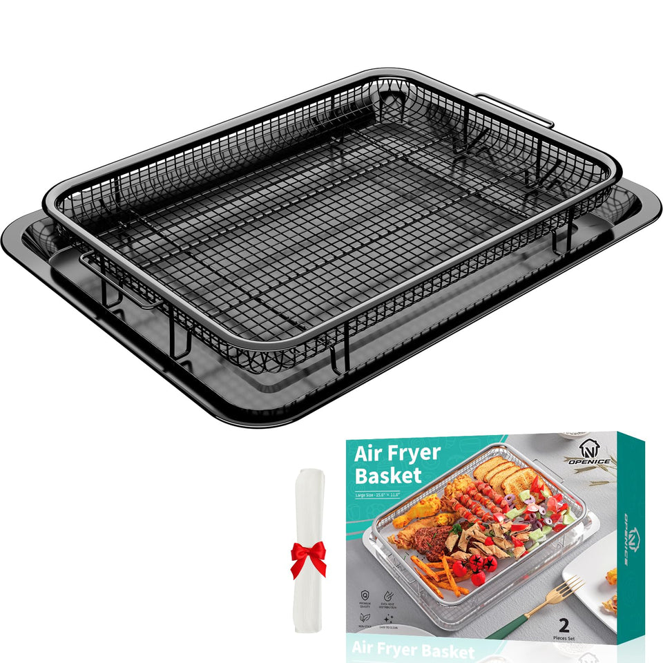 OPENICE oven air fryer basket 15x11 front view for family-size batches