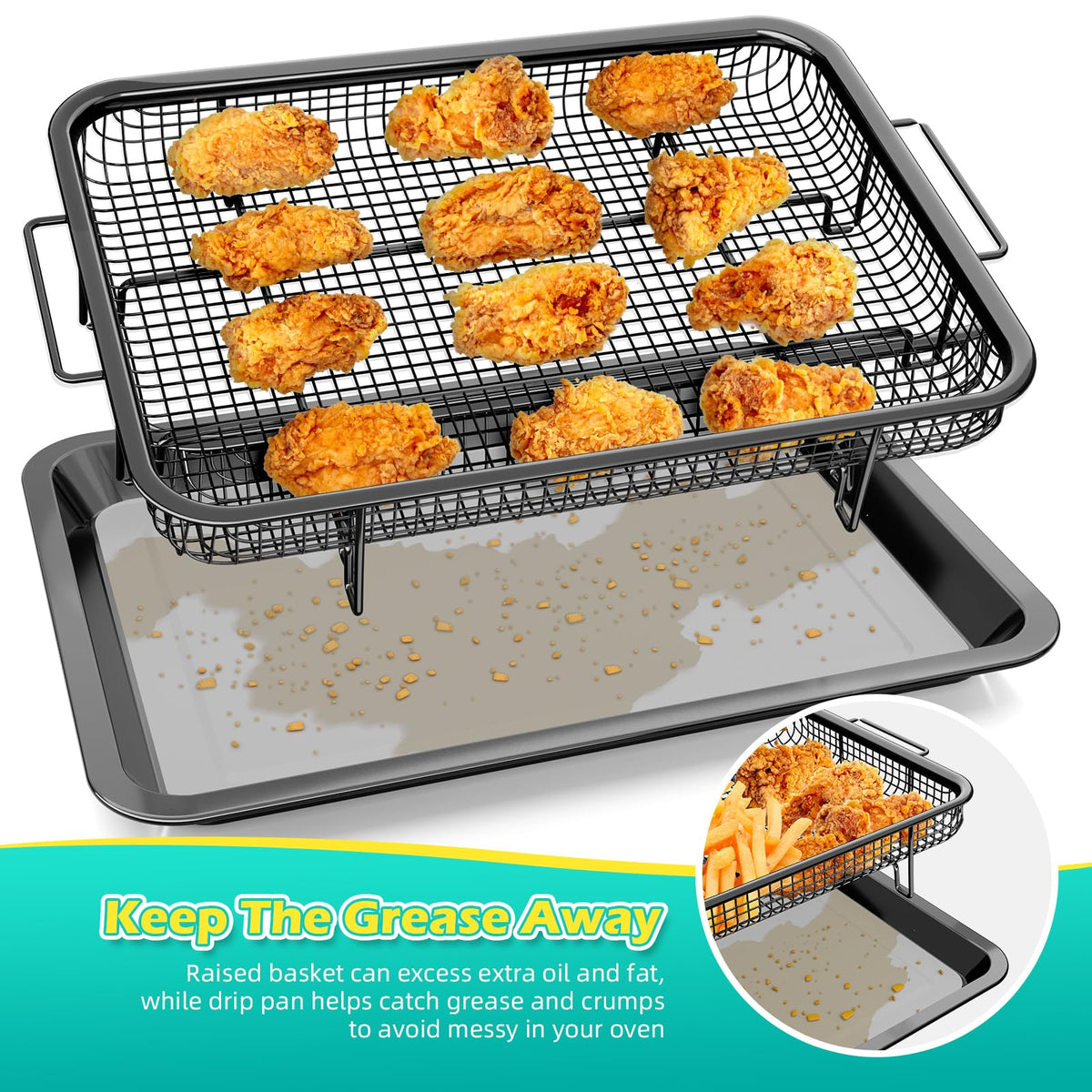 OPENICE undertray catches grease and crumbs, keeping your oven tidy