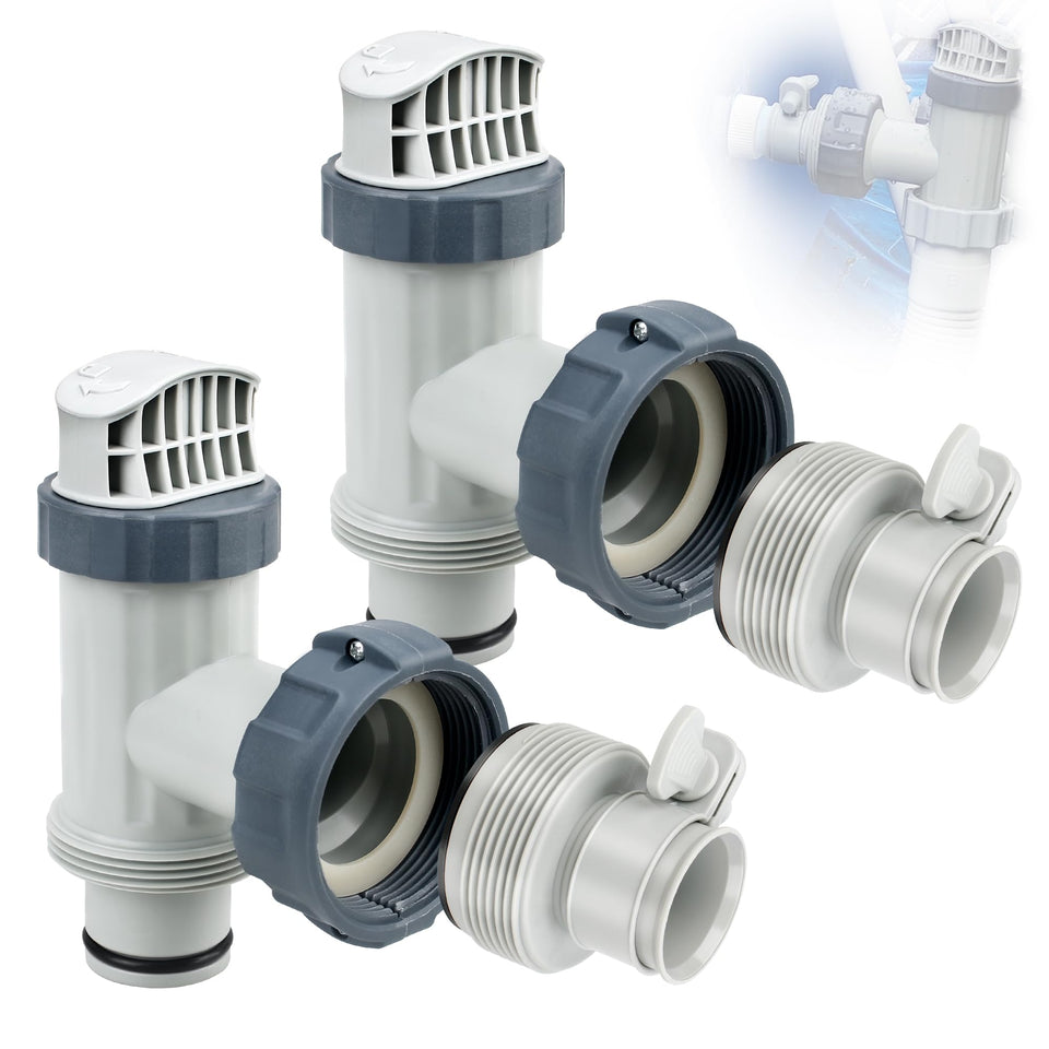 Ophjerg above-ground plunger valve ready for Intex pool setup.