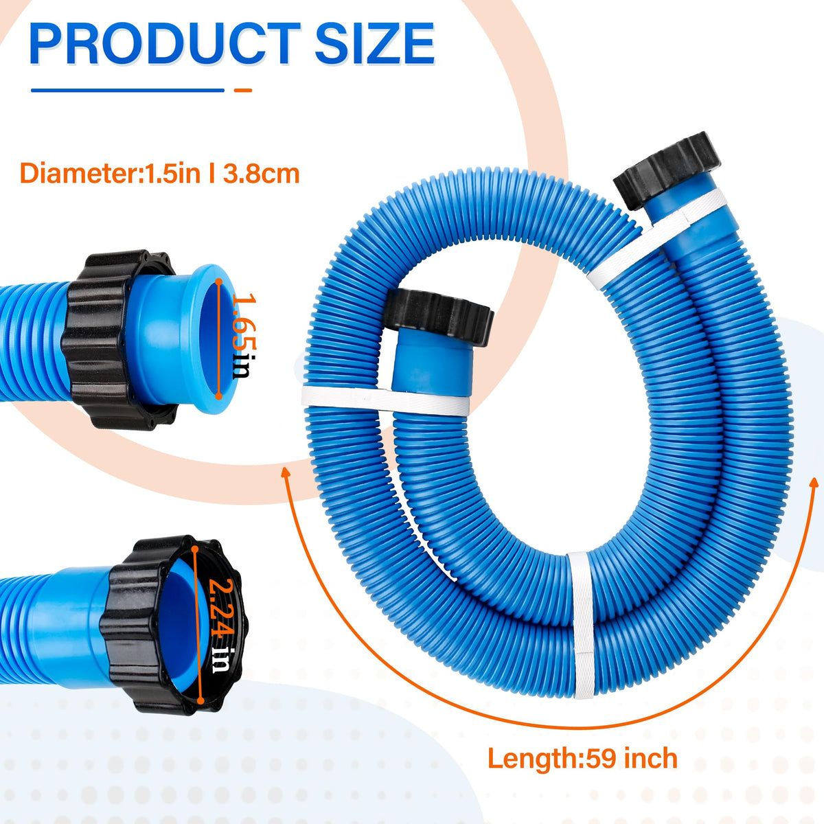 Ophjerg hose with easy end nuts for quick, tool-free installation.