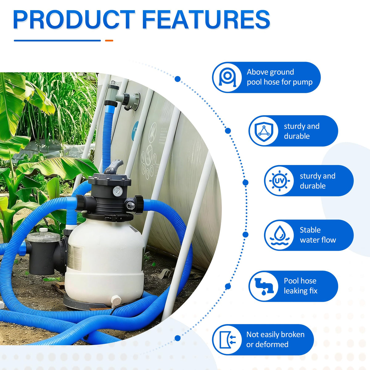 Ophjerg flexible hose easy to maneuver for setup and maintenance with filtration systems.