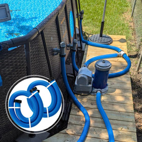 Ophjerg UV-resistant hose withstands sun exposure for outdoor pools.
