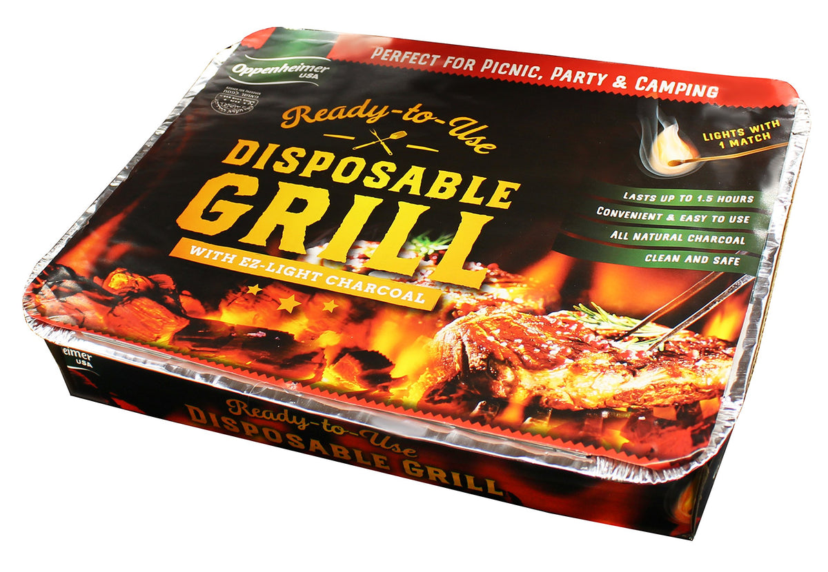 Oppenheimer USA grill with stand and firelighter for portable outdoor cooking