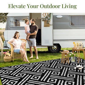 OPPODREAM camping setup shows rugged, weather-ready outdoor rug in use