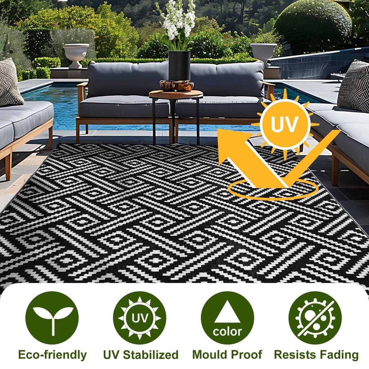 OPPODREAM outdoor rug 5x7ft reversible pattern side A offers two looks