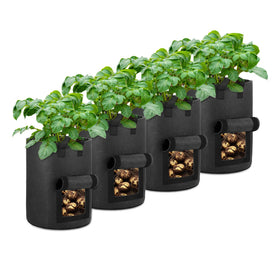 OPPOLIFE 4-pack 10-gallon grow bags with flap window for easy harvest visualization