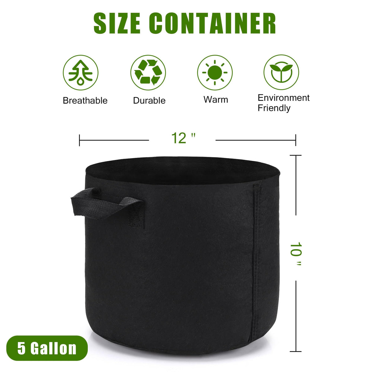 OPPOLIFE 5gal grow bag close-up showing thick UV-resistant fabric