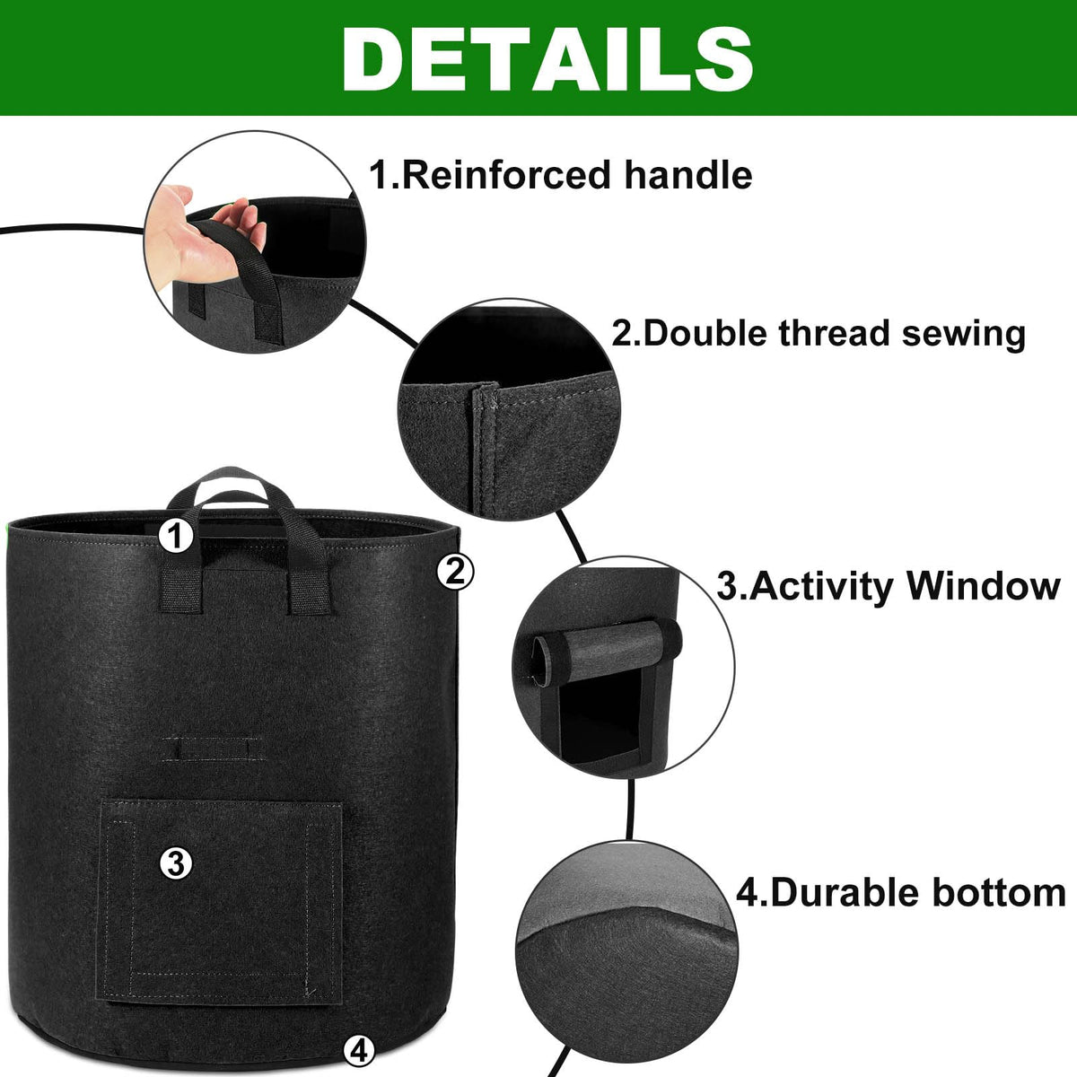 OPPOLIFE potato grow bags with handles for easy transport and setup