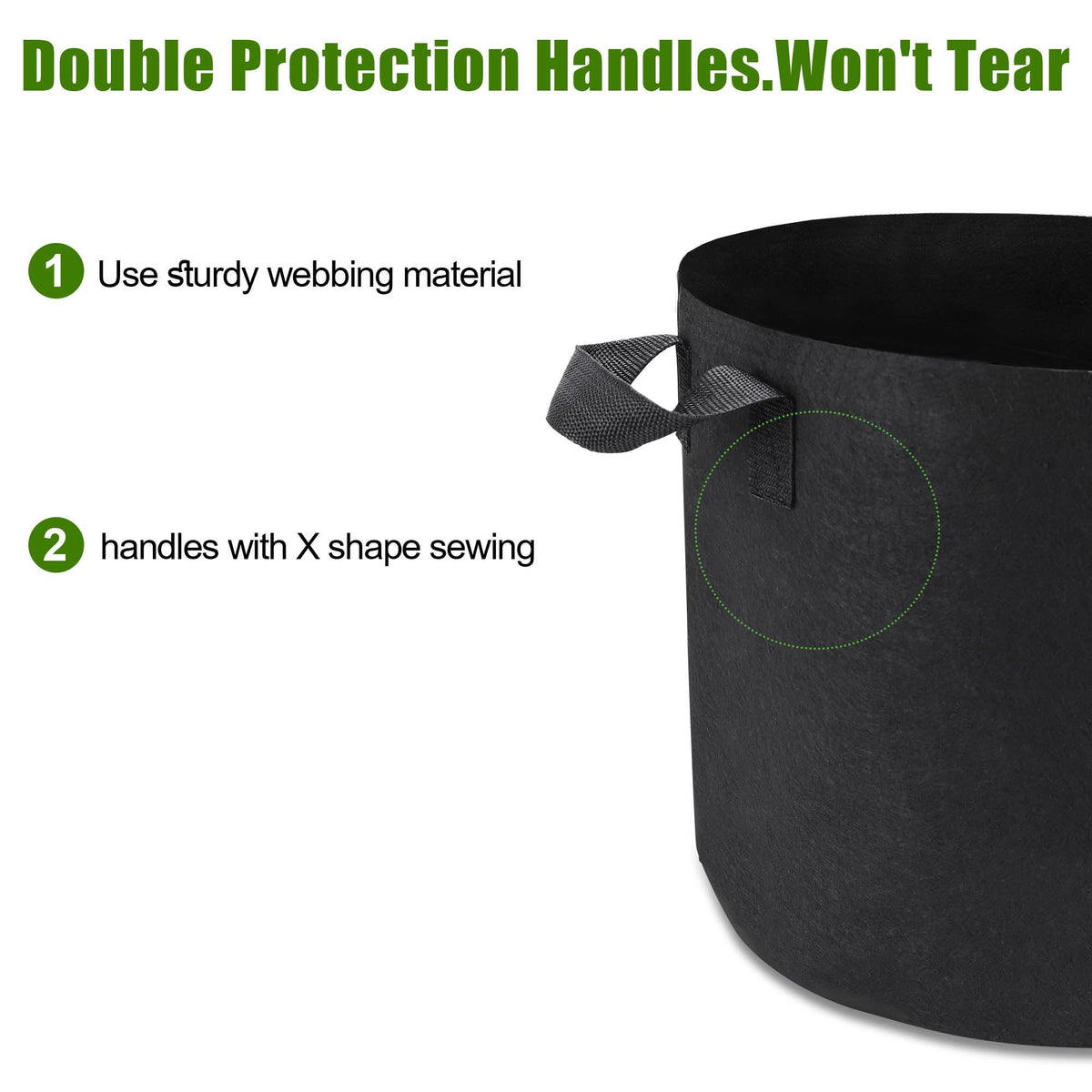 OPPOLIFE reinforced-handle detail showing sturdy transport for filled bags