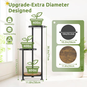 Oppro 3-Tier Plant Stand front view ideal for compact spaces