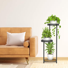 Oppro black metal stand for plants adds chic display in any setting