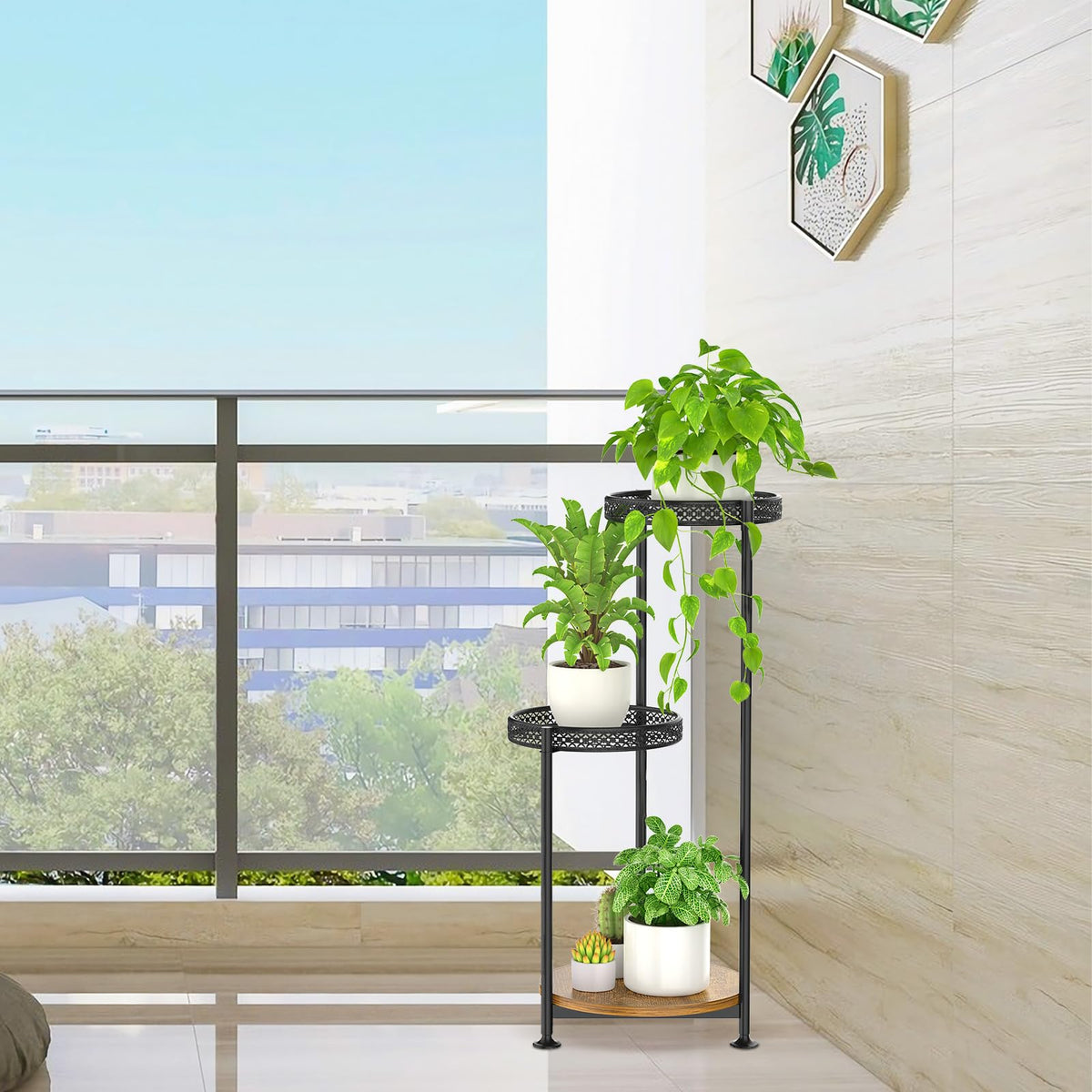 Oppro sturdy triangle frame supports multiple pots with stability
