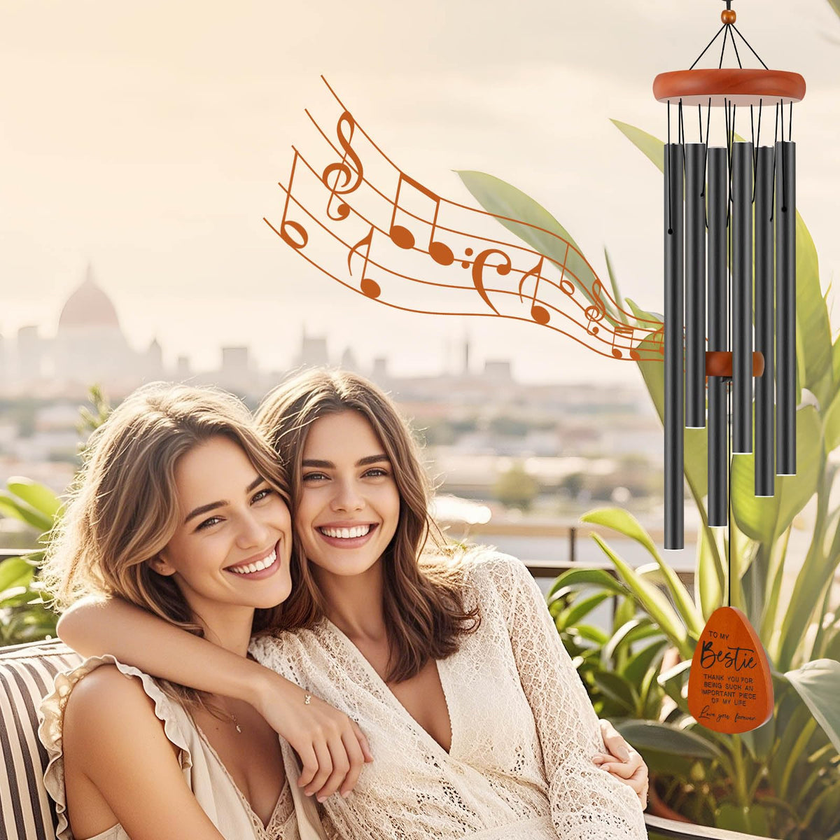 Oprever Bestie wind chime is suitable for indoor or outdoor garden decor.