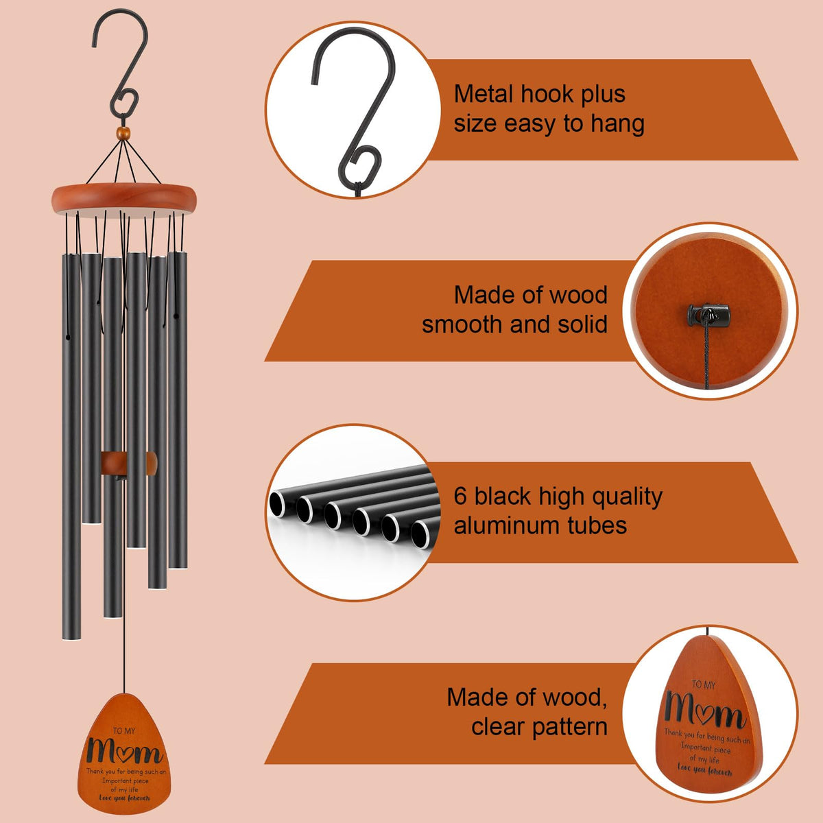 Oprever wind chimes aluminum tubes designed for weather resistance