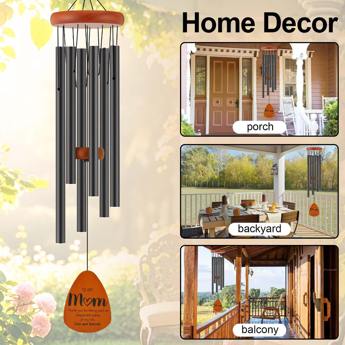 Oprever wind chimes engraving with blessings for a heartfelt mom gift