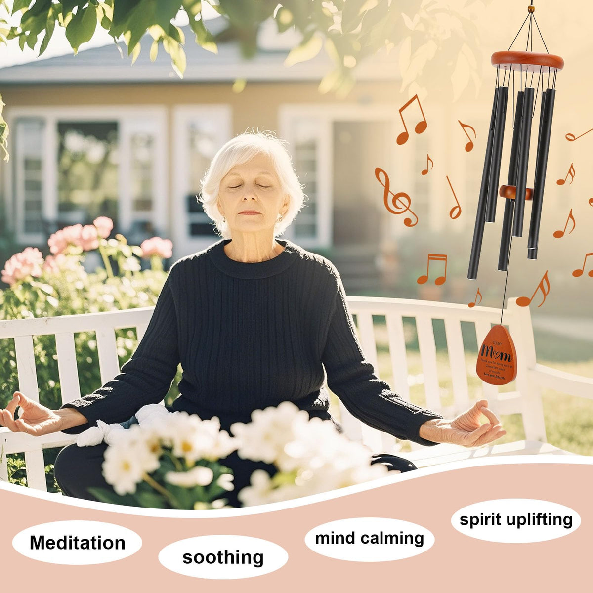 Oprever wind chimes six thick-walled tubes produce clear melodic tones outdoors