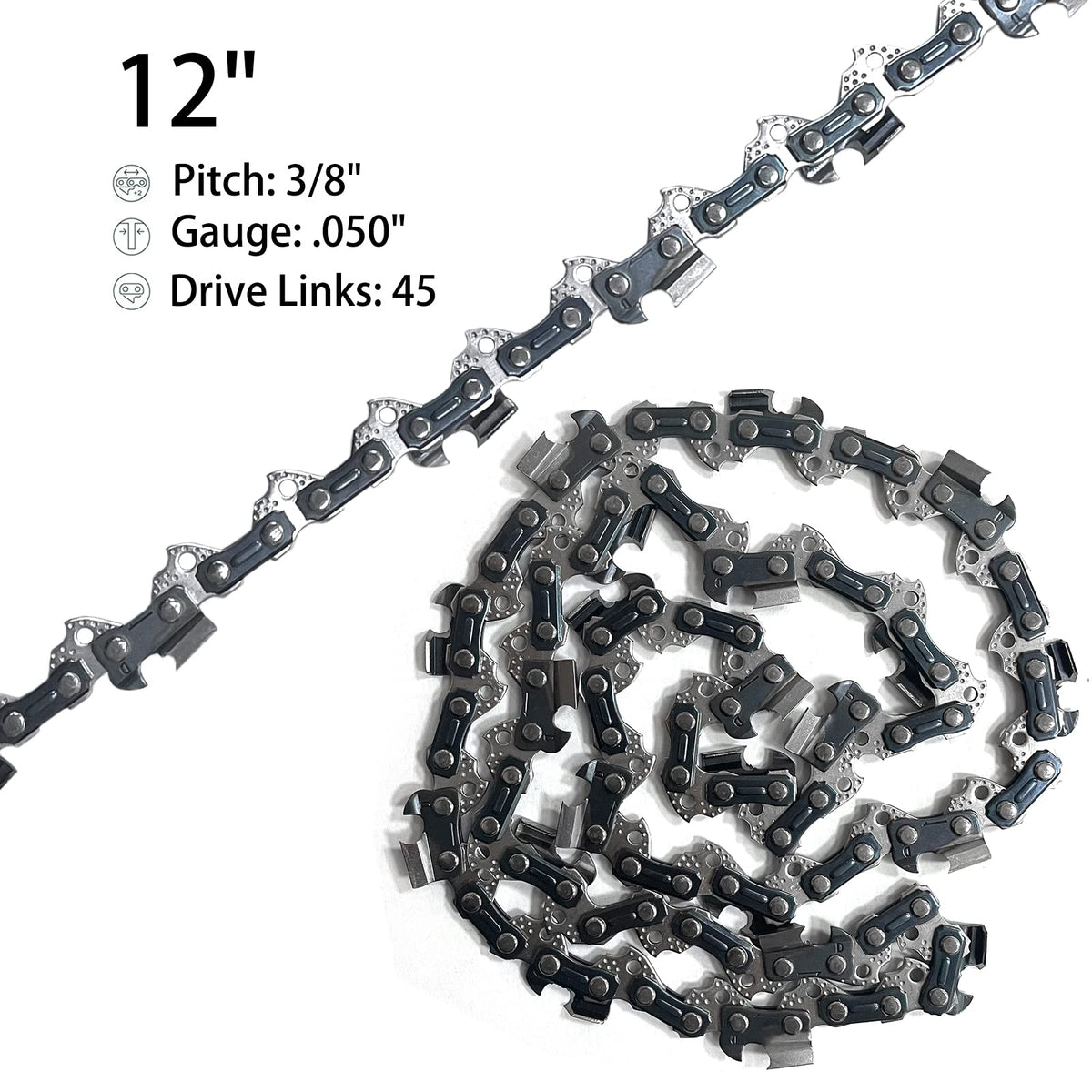 Opuladuo 12inch chainsaw chain for Greenworks 40V, quick replacement and smooth operation.