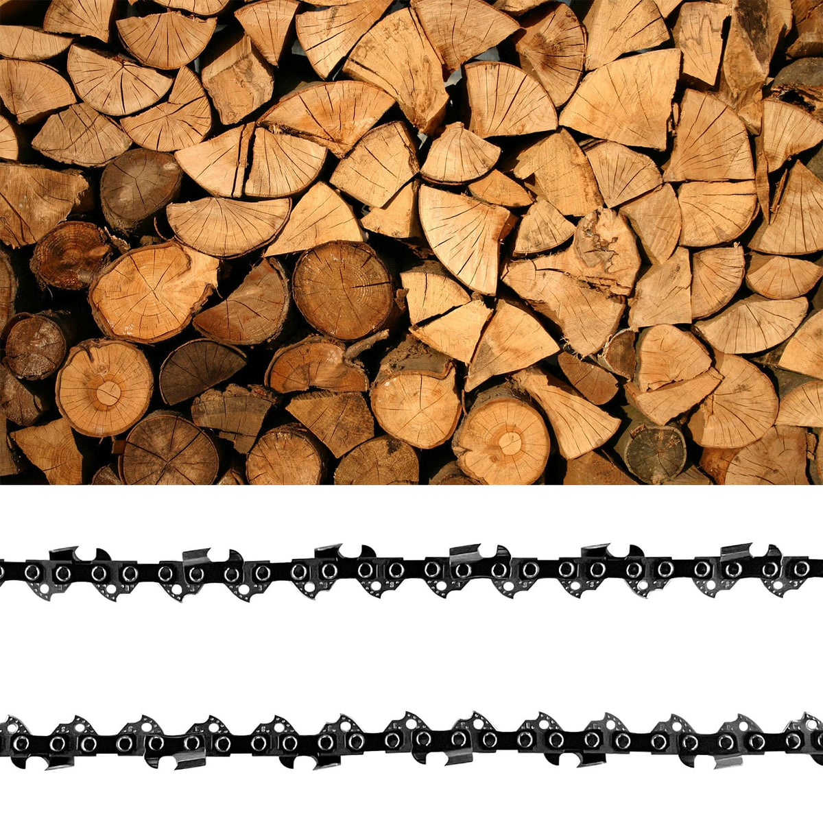 Opuladuo 18-inch chain in use showing cutting action on wood