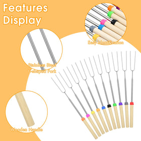 Opvixi Smores Sticks with multi-color handles for easy identification during cooking