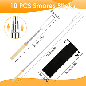 Opvixi Smores Sticks U-shaped double forks keep food secure during roasting