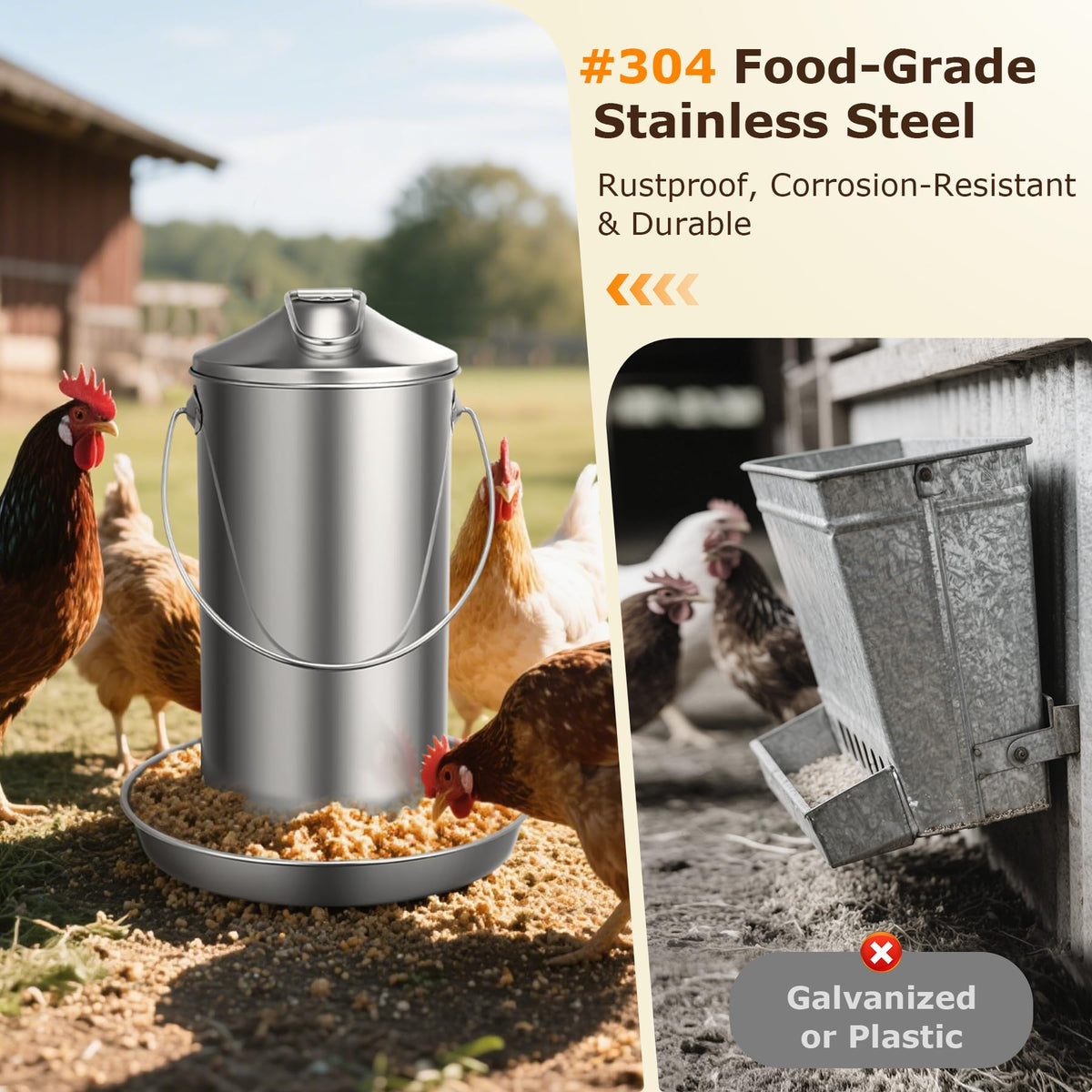 ORAODA 8.8 lb capacity feeder for busy backyard flocks.