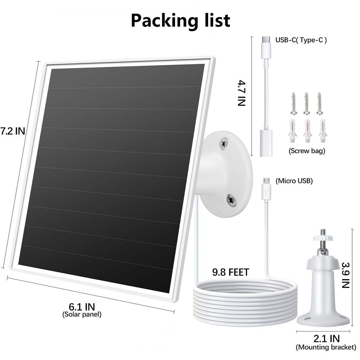 Orayafid solar panel with 5V output suitable for compatible battery cameras.