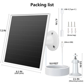 Orayafid solar panel with 5V output suitable for compatible battery cameras.