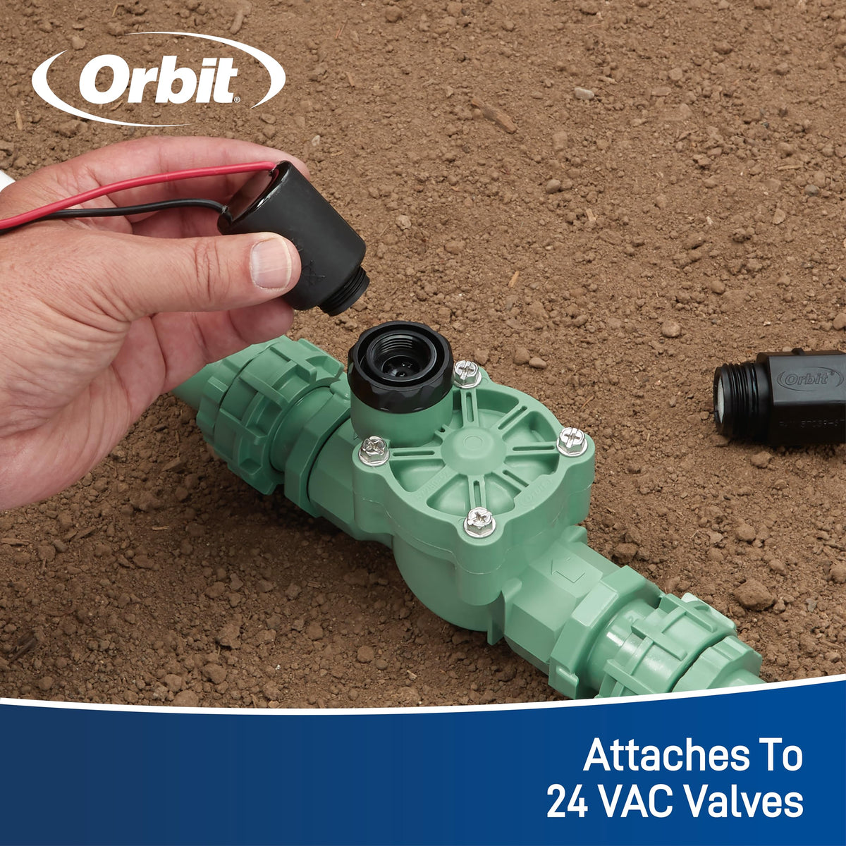 Orbit 1in FPT jar-top valve assembly enabling easy, wire-free installation.