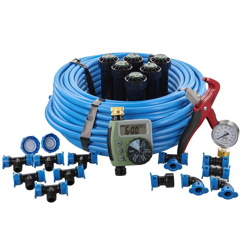 Orbit 50020 large-area kit demonstrates all-in-one irrigation for large lawns