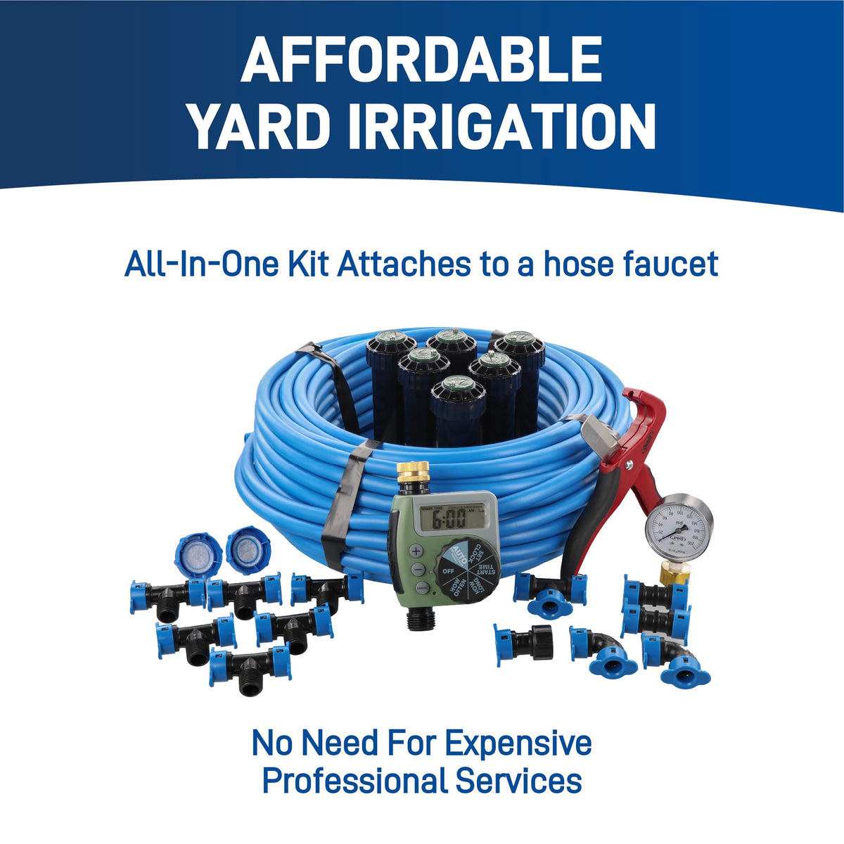 Orbit 50020 yard irrigation system helps maintain a green yard