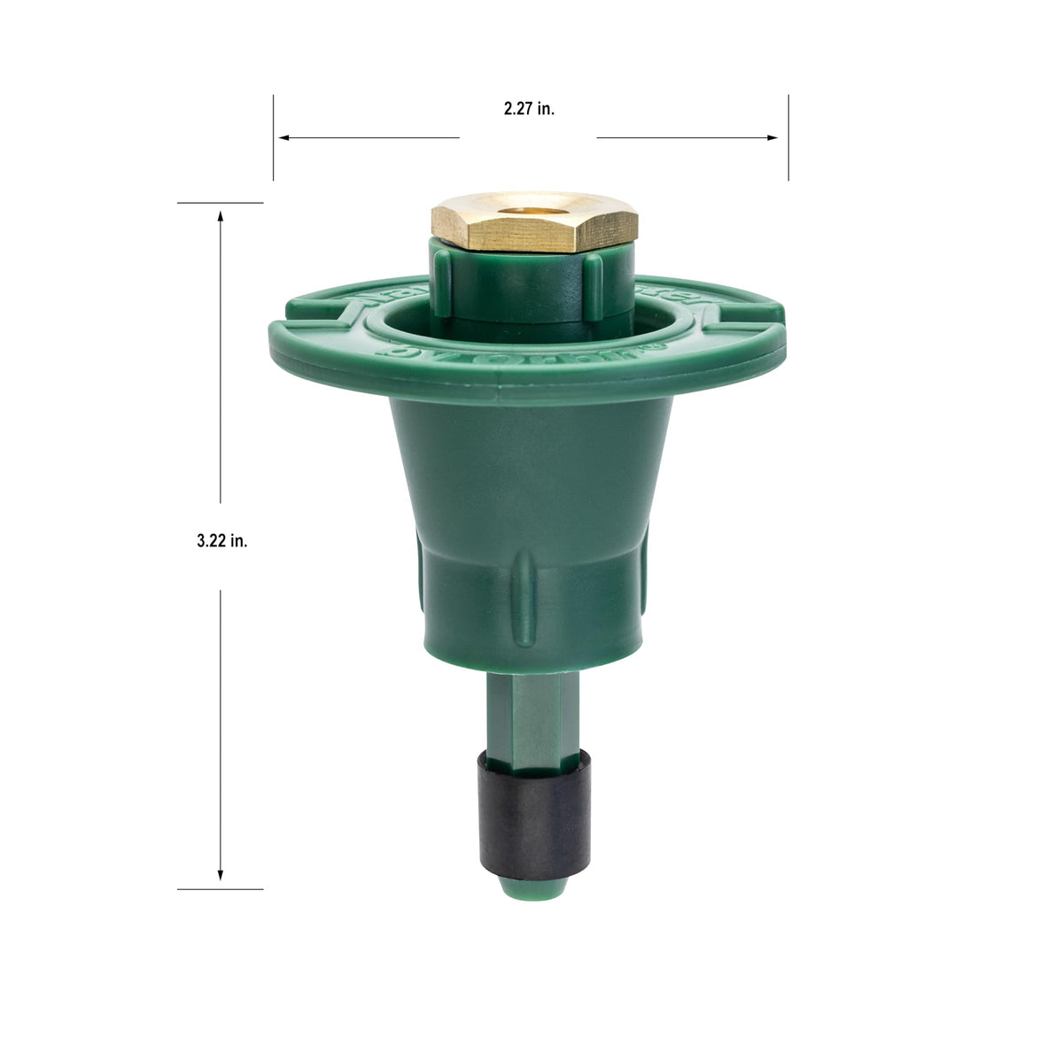Orbit 54028 pop-up lawn sprinkler demonstrates higher spray reach for turf.