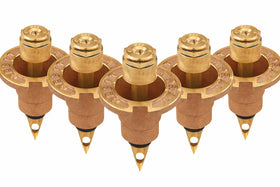 Orbit 54071 brass pop-up sprinkler head for efficient lawn coverage.