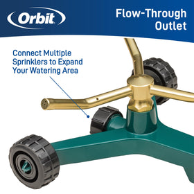 Orbit 58257N wheeled base enables easy relocation across the yard.
